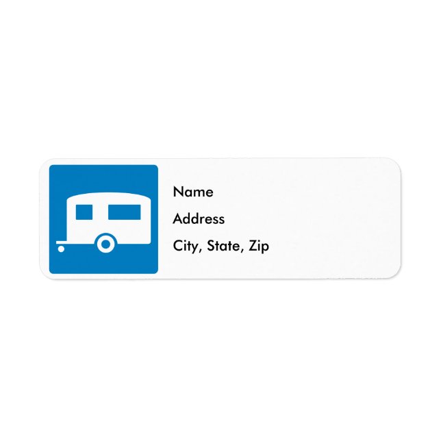 Trailer Camping Highway Sign Returadress Etikett (Framsidan)