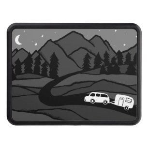 Trailer Camping Vintage RV Mountain Måne Roadtrip Dragkroksskydd