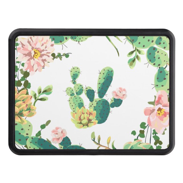 Trailer Hitch Bohemian Cactus Succulents Dessert C Dragkroksskydd (Framsidan)