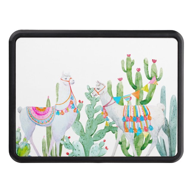 Trailer Hitch Boho Llama Bohemian Cacti Desert Flo Dragkroksskydd (Framsidan)