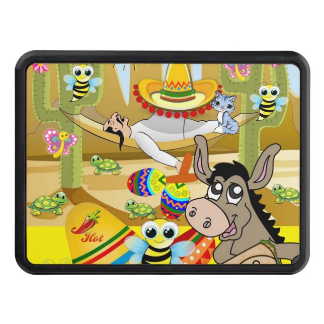Trailer Hitch Cover 2’ Mexican Man Donkey Sombrero Dragkroksskydd (Framsidan)