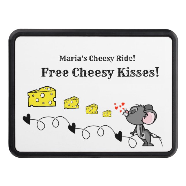 Trailer Hitch Cover 2’ Mouse Cheesy Kisses Dragkroksskydd (Framsidan)