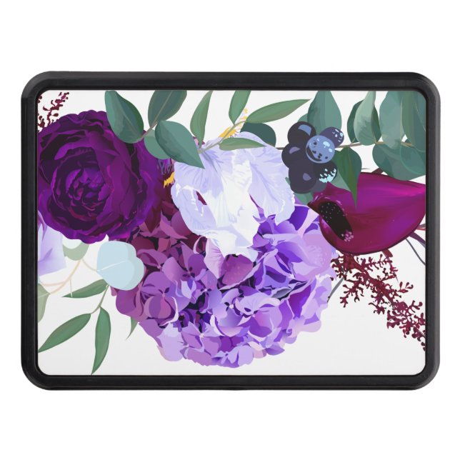 Trailer Hitch Lavender Hibiscus på White Dragkroksskydd (Framsidan)