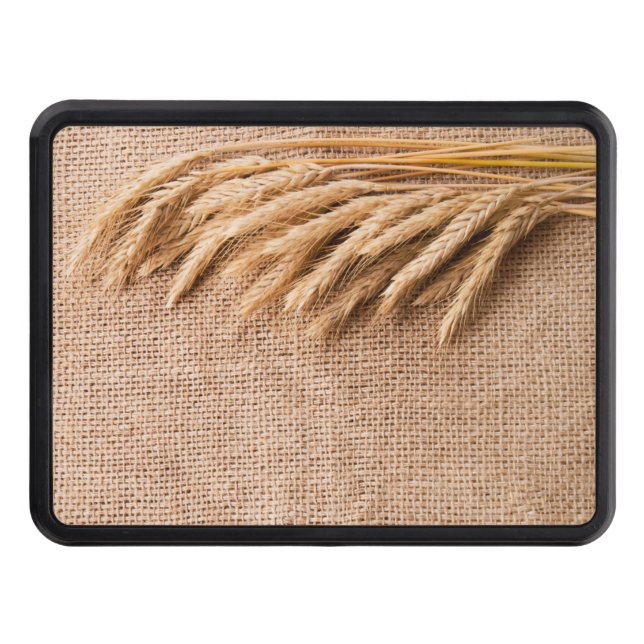 Trailer Hitch Wheat på Burlap Sack Land Rustic Dragkroksskydd (Framsidan)