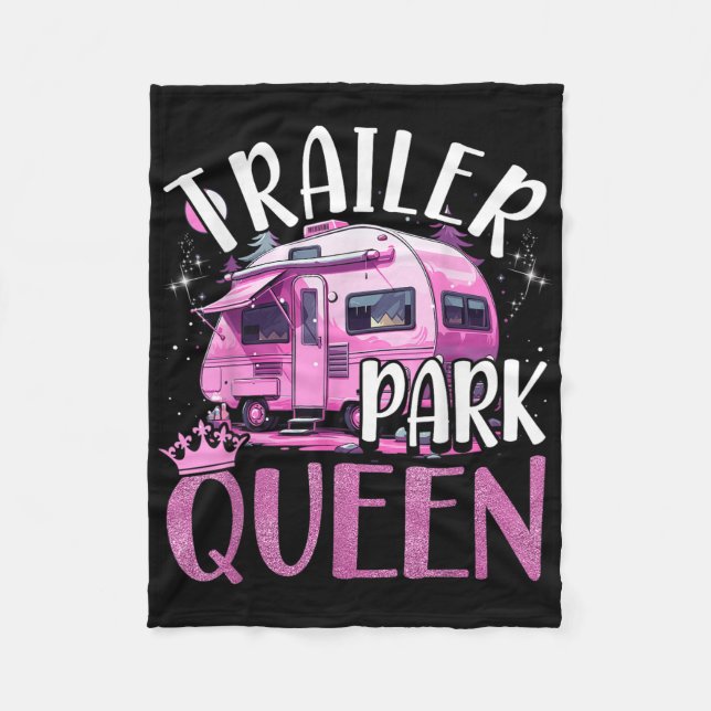 Trailer Park Drottning Rolig Camping Rosa Trailer  Fleecefilt (Framsidan)