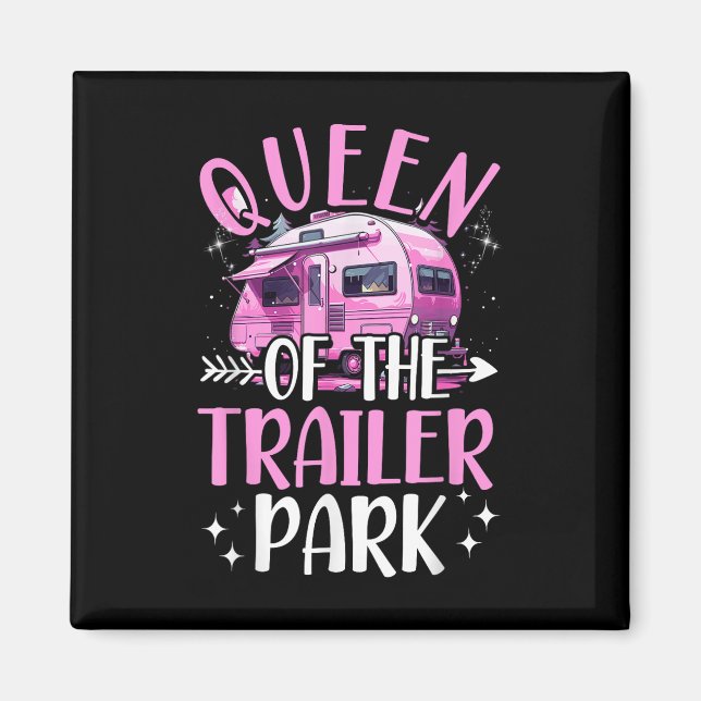 Trailer Park Drottning Rolig Camping Rosa Trailer  Magnet (Framsidan)