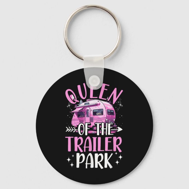 Trailer Park Drottning Rolig Camping Rosa Trailer  Nyckelring (Framsida)