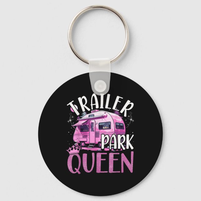 Trailer Park Drottning Rolig Camping Rosa Trailer  Nyckelring (Framsida)
