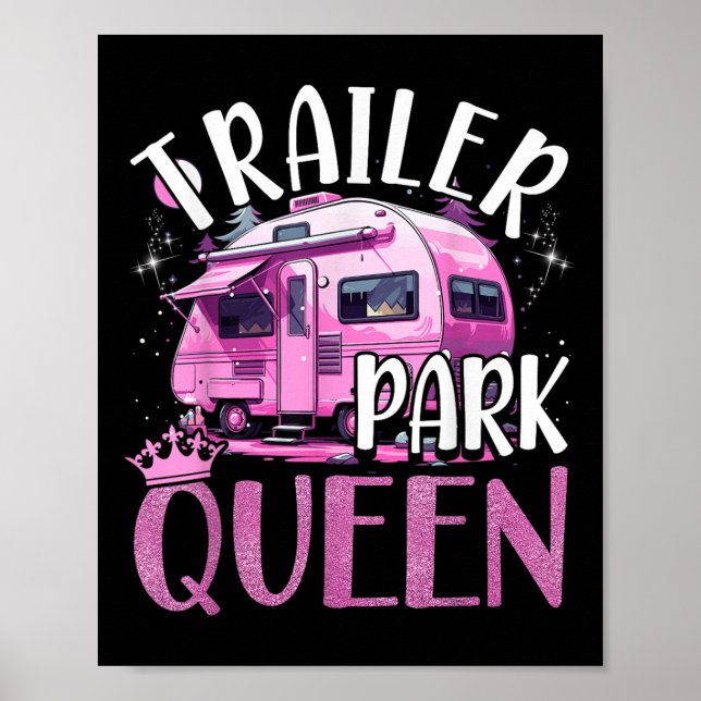 Trailer Park Drottning Rolig Camping Rosa Trailer  Poster (Framsidan)