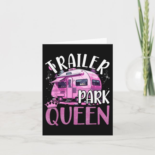 Trailer Park Queen Funny Camping Rosa Trailer Cara Kort (Framsida)