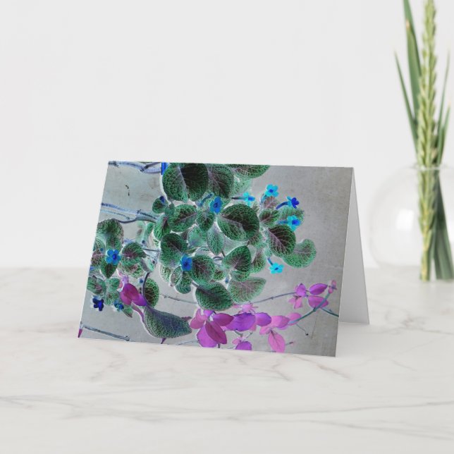 "Trailing Flowers" Digitalt Editing Blue & Lila Kort (Framsida)