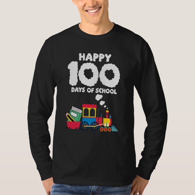 Train 100 Days Of Kindergarten School Student Teac T Shirt (Framsida)