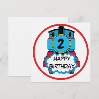 Train Happy Birthday round Sticker Inbjudningar