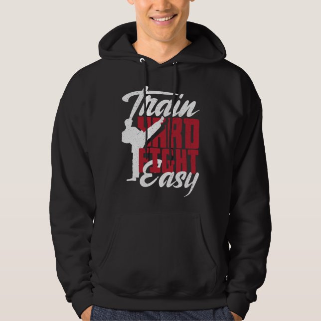 Train Hard Fight Easy Aikido Karate Jiu Jitsu  1 Hoodie (Framsida)