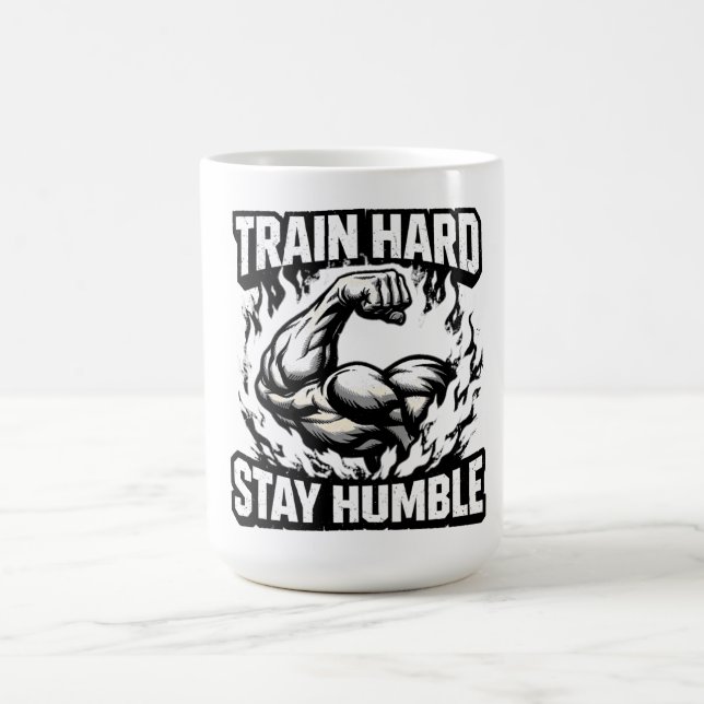 Train Hard Stay Humble – Gym Mindset Balance Kaffemugg (Center)