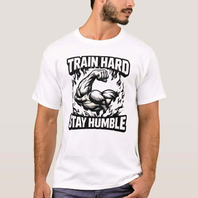 Train Hard Stay Humble – Gym Mindset Balance Tee (Framsida)