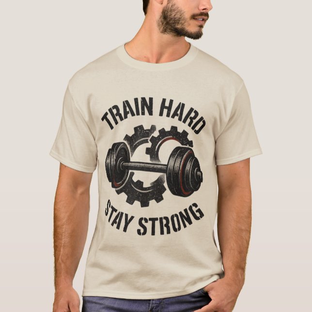 Train Hard T-Shirt – Motivational Workout Tee (Framsida)