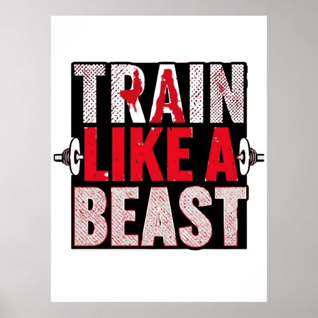 Train Like a Beast Gym Motivation Shirt Poster (Framsidan)