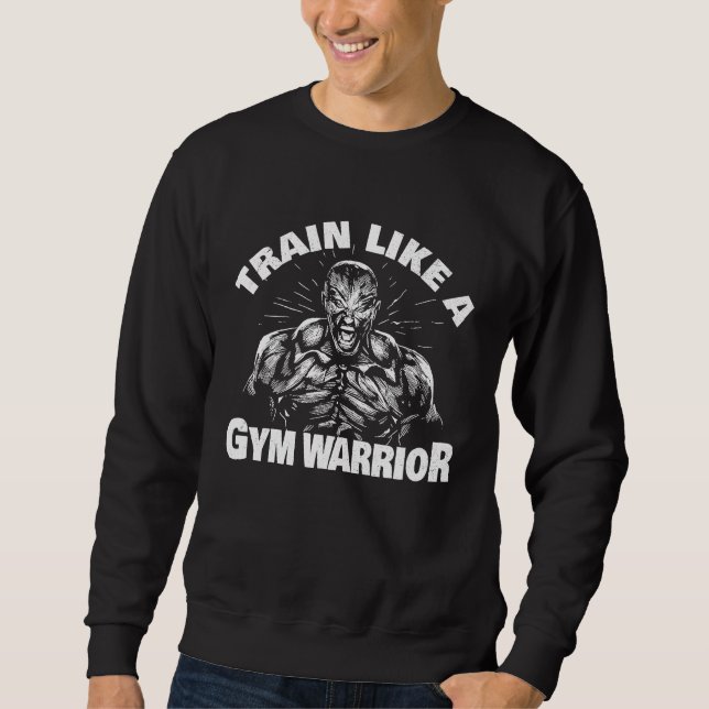 Train like a gym warrior in gym bodybuilder lång ärmad tröja (Framsida)