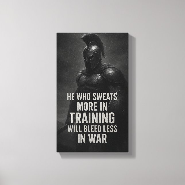 Train Like a Warrior: Sweat More, Bleed Less Canvastryck (Framsida)