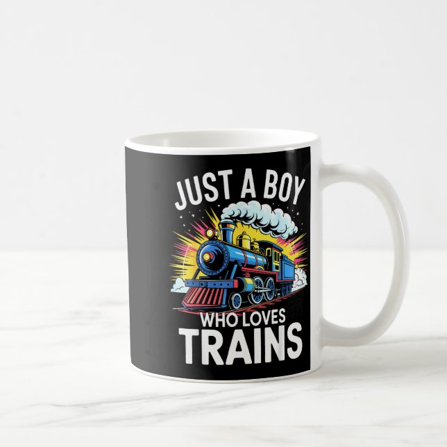 Train Lover Just A Boy Who Loves Trains  Kaffemugg (Höger)