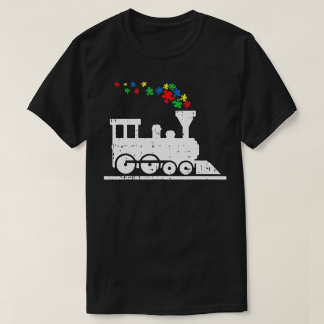 Train Puzzle Piece Autism Awareness Cute Boys Kids T Shirt (Design framsida)