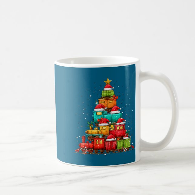 Train Railroad Locomotive Christmas Tree Xmas Hat  Kaffemugg (Höger)