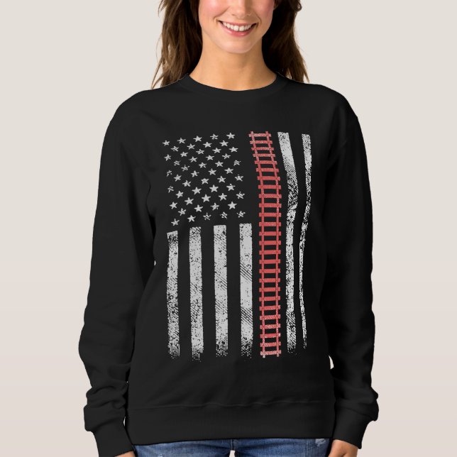 Train Railway Fan Railfan Model Railroad USA Ameri T Shirt (Framsida)