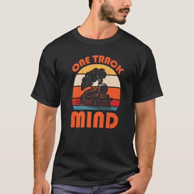 Train Saying Slogan - One Track Mind Premium T Shirt (Framsida)
