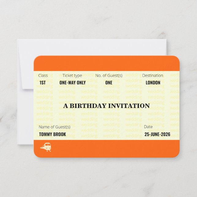 Train Ticket Inspired | Birthday Inbjudningar (Framsida)