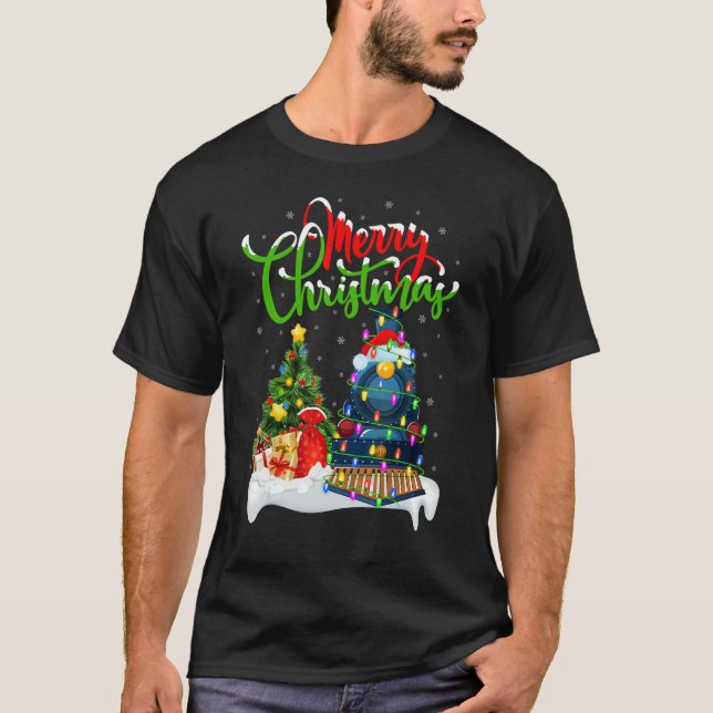 Train   Xmas Decorations Santa Train Christmas T Shirt (Framsida)