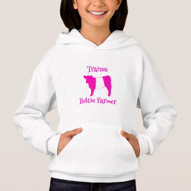 Trainee Beltie Farmer Rosa Belted Galloway Cows T Shirt (Framsida)