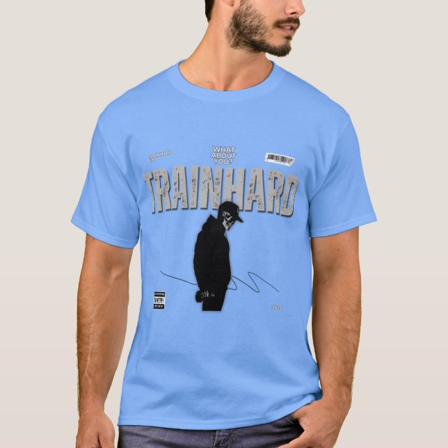 TrainHard Skullman Dark Gym Motivation Streetwear  T Shirt (Framsida)
