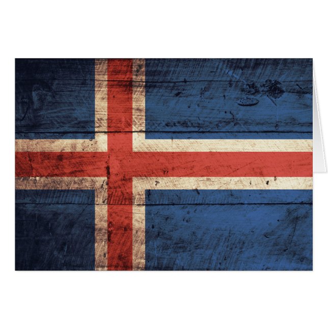 Träislandflagga OBS Kort (Framsidan Horizontal)