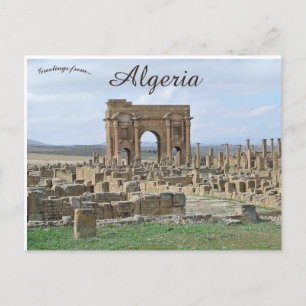 Trajans båge i ruinerna i Timgad Algeriet Vykort