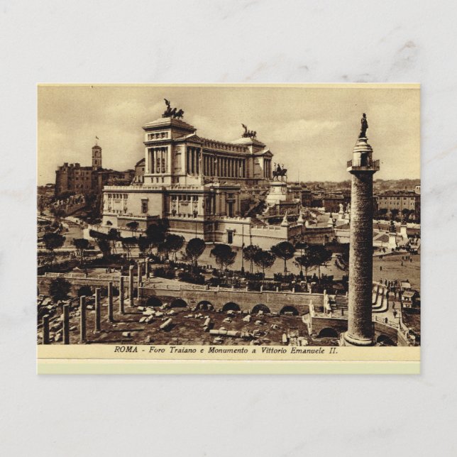 Trajans forum och Vittorio Emanuele II Vykort (Framsida)