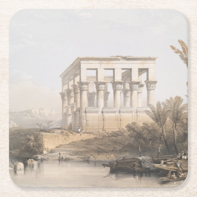 Trajans kiosk, hypaetralisklaan vid Philae Egypten Underlägg Papper Kvadrat (Framsidan)