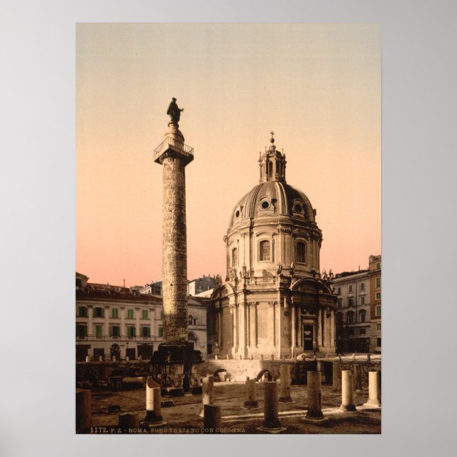 Trajans kolonn, Rom, Latium, Italien Poster (Framsidan)