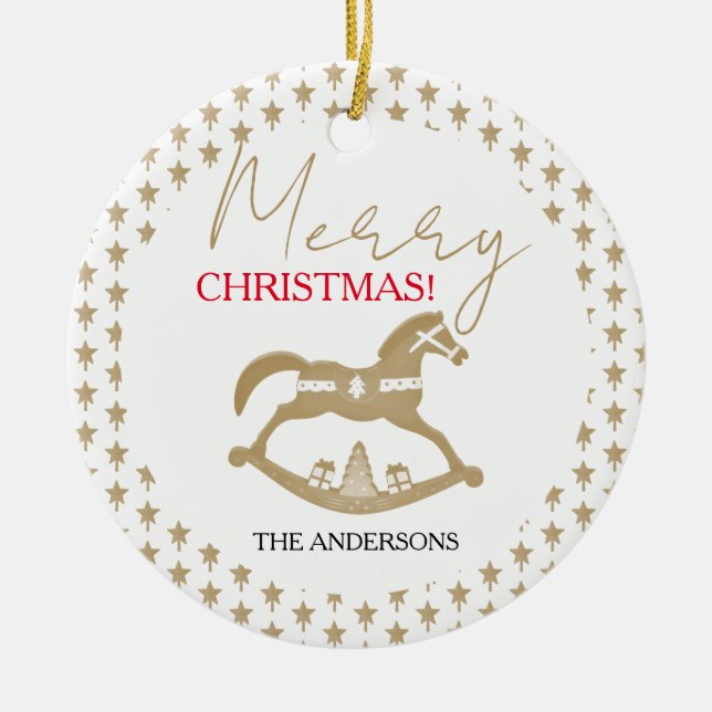 Träjul, rakinghäst julgransprydnad keramik (Framsidan)