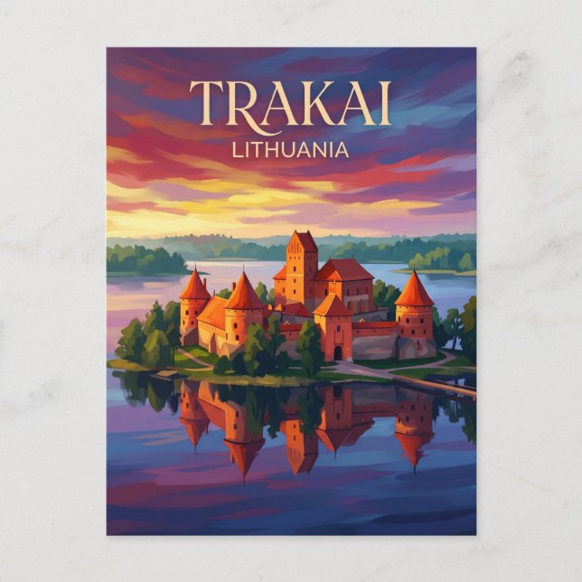 Trakai historiska nationalpark Litauen Vykort (Framsida)