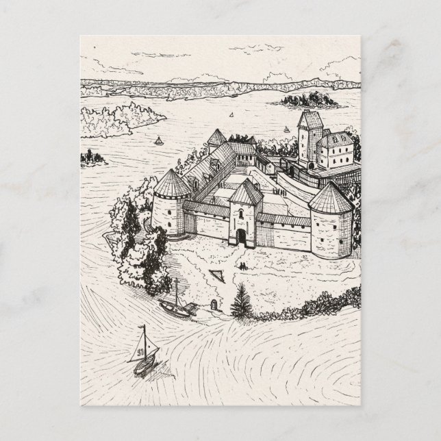 Trakai Island Castle Litauen Gothic Architecture Vykort (Framsida)