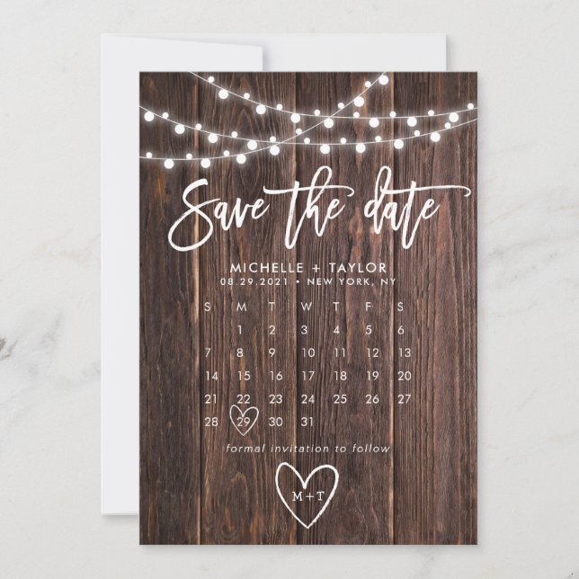 Träkalender Spara datum Kort (Framsida)