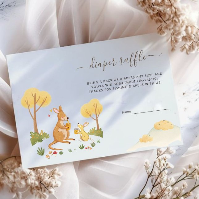 Träkänguru Baby Shower Blöja Lotteri Kort  (Skapare uppladdad)