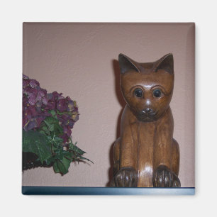 Träkatt Magnet