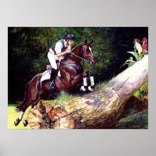 Trakehner Evting Cross country Horse Porträtt Poster (Framsidan)