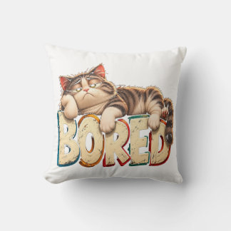 Tråkig katt Roligt Lat Stämning Humor Kudde