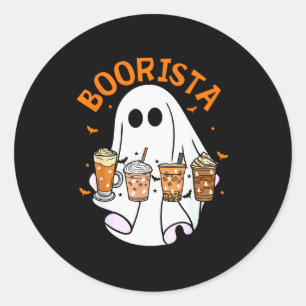 Tråkiga Barista Spöke Kaffe Halloween Skumma Säson Runt Klistermärke