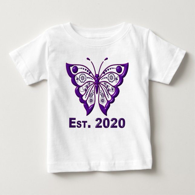 Tråkigt nog "Est". 2020 Lila Butterfly" T Shirt (Framsida)