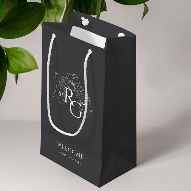 Träkol | Chic Monogram Välkomsthälsning Bröllop Gi (Skapare uppladdad)