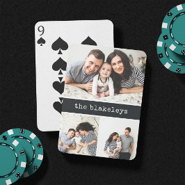 Träkol | Fotokollage för Personlig Family Namn Casinokort